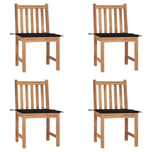 WDGJJFECNMUEHI gartenstühle stapelbar stapelstuhl gartenGartenstühle 4 STK. mit Kissen Massivholz Teak Geeignet für Gärten, Terrassen und Balkone von WDGJJFECNMUEHI