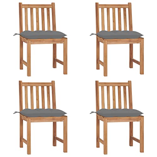 WDGJJFECNMUEHI gartenstühle stapelbar stapelstuhl gartenGartenstühle 4 STK. mit Kissen Massivholz Teak Geeignet für Gärten, Terrassen und Balkone von WDGJJFECNMUEHI