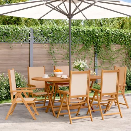 WDGJJFECNMUEHI gartenstühle stapelbar stapelstuhl gartenGartenstühle Verstellbar 6 STK. Beige Stoff und MassivholzGeeignet für Gärten, Terrassen und Balkone WDGJJFECNMUEHI gartenstühle stapelbar stapelstuhl gartenGartenstühle Verstellbar 6 STK. Beige Stoff und MassivholzGeeignet für Gärten, Terrassen und Balkone von WDGJJFECNMUEHI
