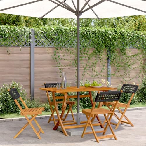 WDGJJFECNMUEHI gartenstuhl Eisen antik sitzgarnitur balkonGartenstühle 4 STK. Klappbar Schwarz Poly Rattan & MassivholzGeeignet für Gärten, Terrassen und Balkone von WDGJJFECNMUEHI