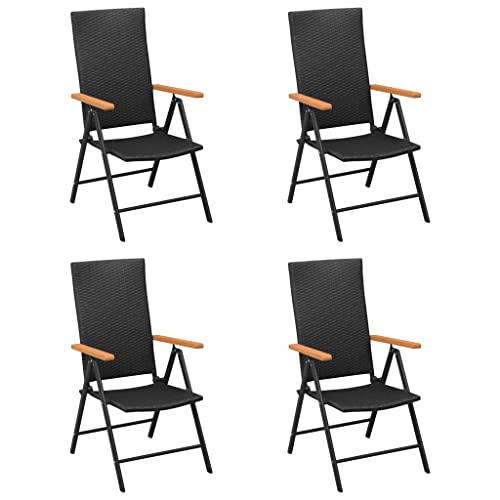 WDGJJFECNMUEHI gartenstuhl Eisen antik sitzgarnitur balkonGartenstühle 4 STK. Poly Rattan SchwarzGeeignet für Gärten, Terrassen und Balkone von WDGJJFECNMUEHI