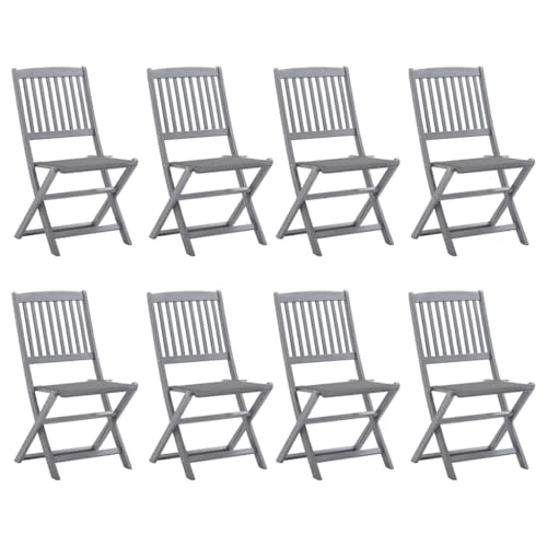 WDGJJFECNMUEHI gartenstuhl Eisen antik sitzgarnitur balkonKlappbare Gartenstühle 8 STK. mit Kissen Massivholz AkazieGeeignet für Gärten, Terrassen und Balkone von WDGJJFECNMUEHI