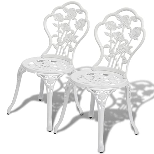 WDGJJFECNMUEHI gartenstuhl Kunststoff schaukelstühleBistro-Stühle 2 STK. Aluminiumguss WeißGeeignet für Gärten, Terrassen und Balkone von WDGJJFECNMUEHI