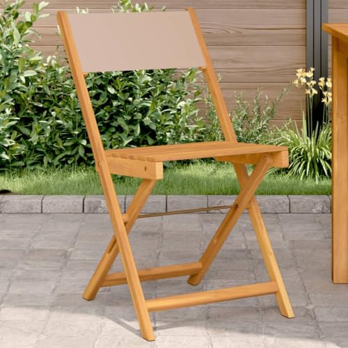 WDGJJFECNMUEHI gartenstuhl Kunststoff schaukelstühleBistrostühle 2 STK. Taupe Massivholz Akazie & StoffGeeignet für Gärten, Terrassen und Balkone von WDGJJFECNMUEHI
