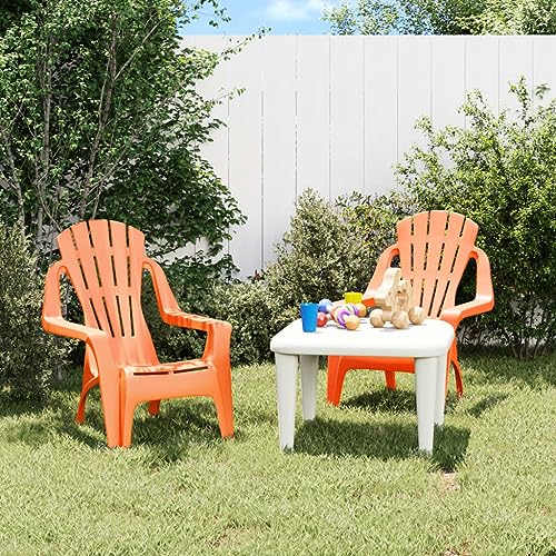 WDGJJFECNMUEHI gartenstuhl Kunststoff schaukelstühleKinder-Gartenstühle 2 STK. Orange 37x34x44 cm PP HolzoptikGeeignet für Gärten, Terrassen und Balkone von WDGJJFECNMUEHI