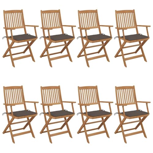 WDGJJFECNMUEHI gartenstuhl Kunststoff schaukelstühleKlappbare Gartenstühle 8 STK. mit Kissen Massivholz AkazieGeeignet für Gärten, Terrassen und Balkone von WDGJJFECNMUEHI