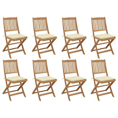 WDGJJFECNMUEHI gartenstuhl Kunststoff schaukelstühleKlappbare Gartenstühle mit Kissen 8 STK. Massivholz AkazieGeeignet für Gärten, Terrassen und Balkone von WDGJJFECNMUEHI