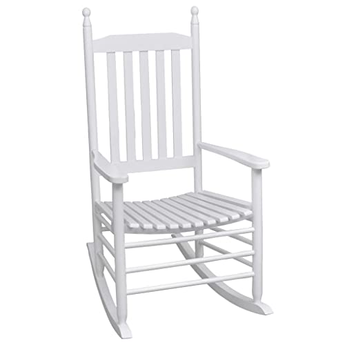WDGJJFECNMUEHI gartenstuhl Kunststoff schaukelstühleSchaukelstuhl mit Gebogener Sitzfläche Weiß HolzGeeignet für Gärten, Terrassen und Balkone von WDGJJFECNMUEHI