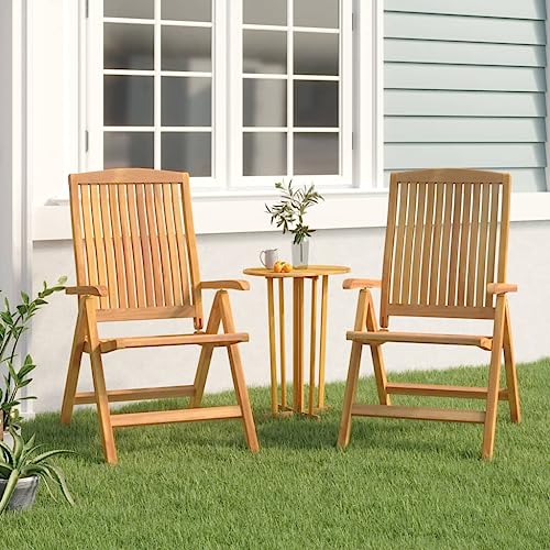 WDGJJFECNMUEHI gartenstuhl Outdoor stühleGartenstühle 2 STK. Verstellbar Massivholz TeakGeeignet für Gärten, Terrassen und Balkone von WDGJJFECNMUEHI