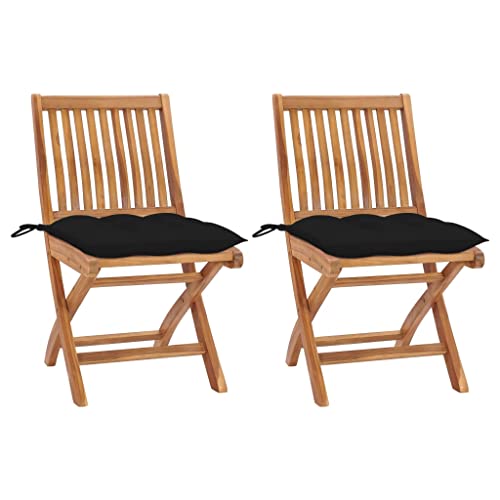 WDGJJFECNMUEHI gartenstuhl Outdoor stühleGartenstühle 2 STK. mit Schwarzen Kissen Massivholz Teak Geeignet für Gärten, Terrassen und Balkone WDGJJFECNMUEHI gartenstuhl Outdoor stühleGartenstühle 2 STK. mit Schwarzen Kissen Massivholz Teak Geeignet für Gärten, Terrassen und Balkone von WDGJJFECNMUEHI