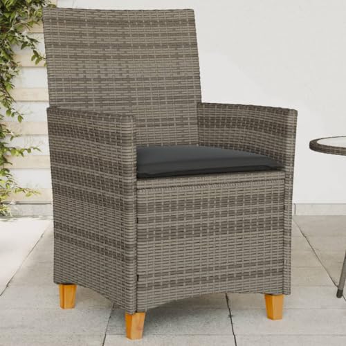 WDGJJFECNMUEHI gartenstuhl Outdoor stühleGartenstühle mit Kissen 2 STK. Grau Poly Rattan MassivholzGeeignet für Gärten, Terrassen und Balkone von WDGJJFECNMUEHI