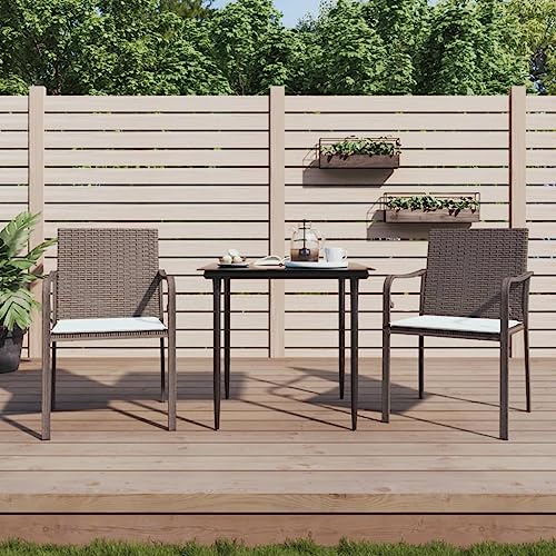 WDGJJFECNMUEHI gartenstuhl alu mwh gartenmöbelGartenstühle mit Kissen 2 STK. Braun 56x59x84 cm Poly RattanGeeignet für Gärten, Terrassen und Balkone von WDGJJFECNMUEHI