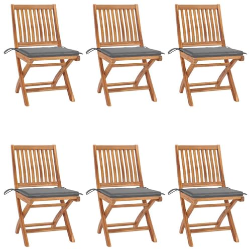 WDGJJFECNMUEHI gartenstuhl alu mwh gartenmöbelKlappbare Gartenstühle mit Kissen 6 STK. Massivholz TeakGeeignet für Gärten, Terrassen und Balkone von WDGJJFECNMUEHI