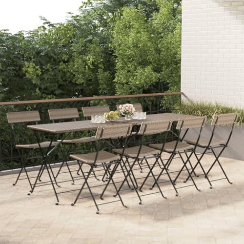 WDGJJFECNMUEHI gartenstuhl grau terrassen sesselBistrostühle 8 STK. Klappbar Grau Poly Rattan und StahlGeeignet für Gärten, Terrassen und Balkone von WDGJJFECNMUEHI