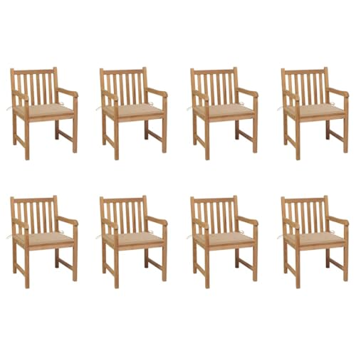 WDGJJFECNMUEHI gartenstuhl grau terrassen sesselGartenstühle 8 STK. mit Beigen Kissen Massivholz TeakGeeignet für Gärten, Terrassen und Balkone WDGJJFECNMUEHI gartenstuhl grau terrassen sesselGartenstühle 8 STK. mit Beigen Kissen Massivholz TeakGeeignet für Gärten, Terrassen und Balkone von WDGJJFECNMUEHI