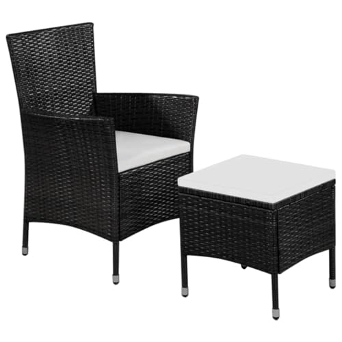 WDGJJFECNMUEHI gartenstuhl grau terrassen sesselGartenstuhl und Hocker mit Polstern Poly Rattan SchwarzGeeignet für Gärten, Terrassen und Balkone von WDGJJFECNMUEHI