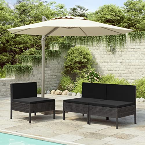 WDGJJFECNMUEHI gartenstuhl hochlehner gartenstuhl klappbarGartenstühle 3 STK. mit Auflagen Poly Rattan SchwarzGeeignet für Gärten, Terrassen und Balkone von WDGJJFECNMUEHI