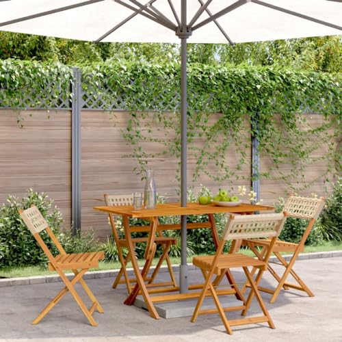 WDGJJFECNMUEHI gartenstuhl hochlehner gartenstuhl klappbarGartenstühle 4 STK. Klappbar Beige Poly Rattan & MassivholzGeeignet für Gärten, Terrassen und Balkone von WDGJJFECNMUEHI