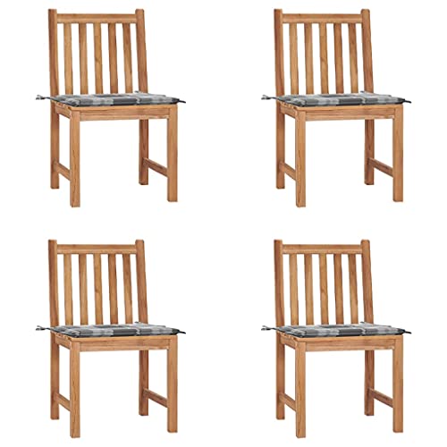 WDGJJFECNMUEHI gartenstuhl hochlehner gartenstuhl klappbarGartenstühle 4 STK. mit Kissen Massivholz Teak Geeignet für Gärten, Terrassen und Balkone von WDGJJFECNMUEHI