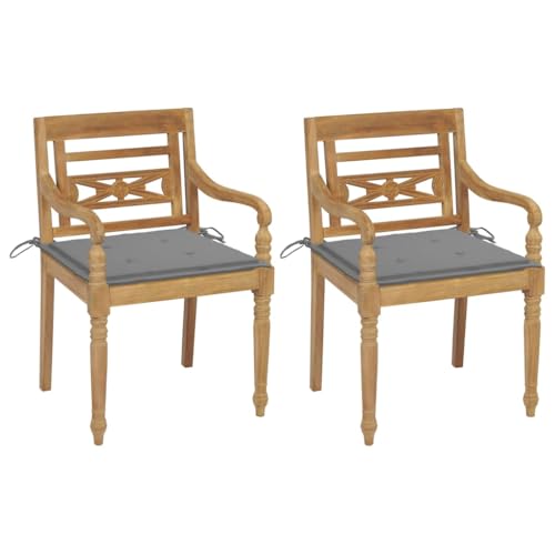 WDGJJFECNMUEHI gartenstuhl hochlehner stapelbar klappbarer stuhlBatavia-Stühle 2 STK. mit Grauen Kissen Teak MassivholzGeeignet für Gärten, Terrassen und Balkone WDGJJFECNMUEHI gartenstuhl hochlehner stapelbar klappbarer stuhlBatavia-Stühle 2 STK. mit Grauen Kissen Teak MassivholzGeeignet für Gärten, Terrassen und Balkone von WDGJJFECNMUEHI