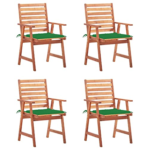 WDGJJFECNMUEHI gartenstuhl hochlehner stapelbar klappbarer stuhlGarten-Essstühle 4 STK. mit Kissen Massivholz Akazie Geeignet für Gärten, Terrassen und Balkone von WDGJJFECNMUEHI