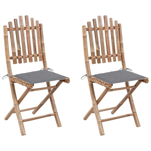 WDGJJFECNMUEHI gartenstuhl hochlehner stapelbar klappbarer stuhlKlappbare Gartenstühle 2 STK. mit Kissen BambusGeeignet für Gärten, Terrassen und Balkone von WDGJJFECNMUEHI