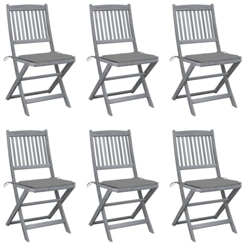 WDGJJFECNMUEHI gartenstuhl hochlehner stapelbar klappbarer stuhlKlappbare Gartenstühle 6 STK. mit Sitzkissen Massivholz AkazieGeeignet für Gärten, Terrassen und Balkone von WDGJJFECNMUEHI