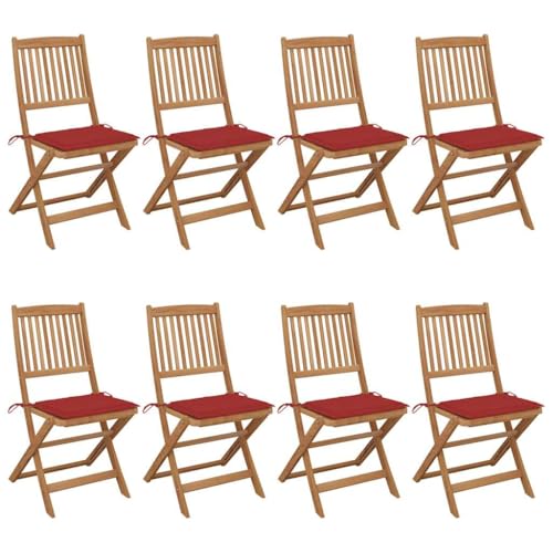 WDGJJFECNMUEHI gartenstuhl hochlehner stapelbar klappbarer stuhlKlappbare Gartenstühle 8 STK. mit Kissen Massivholz AkazieGeeignet für Gärten, Terrassen und Balkone von WDGJJFECNMUEHI