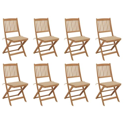 WDGJJFECNMUEHI gartenstuhl hochlehner stapelbar klappbarer stuhlKlappbare Gartenstühle mit Kissen 8 STK. Massivholz AkazieGeeignet für Gärten, Terrassen und Balkone von WDGJJFECNMUEHI