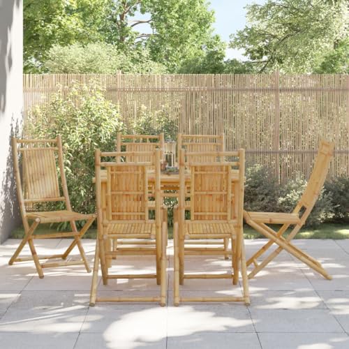 WDGJJFECNMUEHI gartenstuhl hochlehner verstellbar Garten Sessel outdoorGartenstühle 6 STK. Klappbar 46x66x99 cm BambusGeeignet für Gärten, Terrassen und Balkone von WDGJJFECNMUEHI