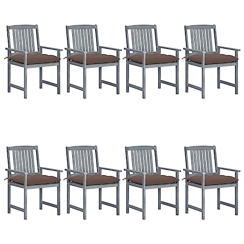 WDGJJFECNMUEHI gartenstuhl hochlehner verstellbar Garten Sessel outdoorGartenstühle mit Kissen 8 STK. Massivholz Akazie GrauGeeignet für Gärten, Terrassen und Balkone von WDGJJFECNMUEHI