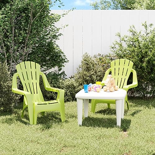 WDGJJFECNMUEHI gartenstuhl mit liegefunktion gartenstühle rattanKinder-Gartenstühle 2 STK. Grün 37x34x44 cm PP HolzoptikGeeignet für Gärten, Terrassen und Balkone von WDGJJFECNMUEHI