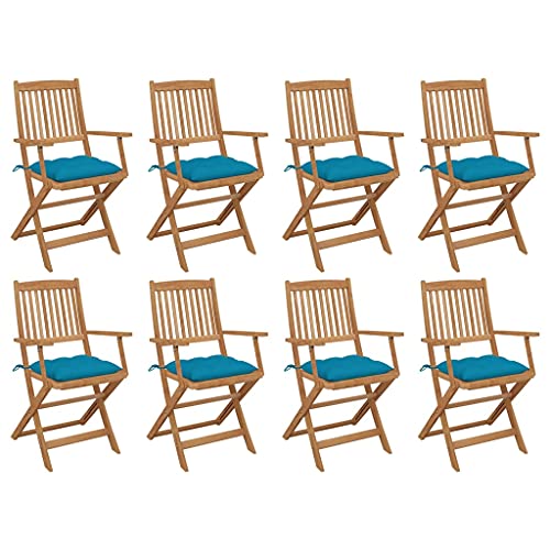 WDGJJFECNMUEHI gartenstuhl mit liegefunktion gartenstühle rattanKlappbare Gartenstühle mit Kissen 8 STK. Massivholz AkazieGeeignet für Gärten, Terrassen und Balkone von WDGJJFECNMUEHI