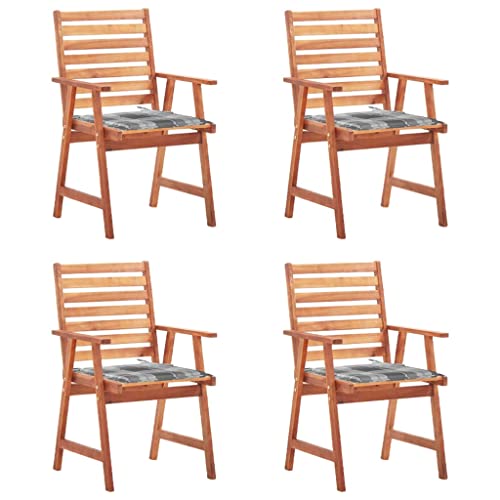 WDGJJFECNMUEHI hängesessel Gestell Balcony furnitureGarten-Essstühle 4 STK. mit Kissen Massivholz Akazie Geeignet für Gärten, Terrassen und Balkone von WDGJJFECNMUEHI