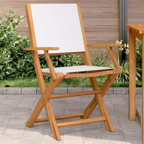 WDGJJFECNMUEHI hängesessel Gestell Balcony furnitureGartenstühle 2 STK. Cremeweiß Massivholz Akazie & StoffGeeignet für Gärten, Terrassen und Balkone von WDGJJFECNMUEHI