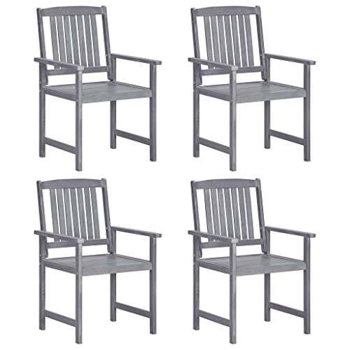 WDGJJFECNMUEHI hängesessel Gestell Balcony furnitureGartenstühle 4 STK. Massivholz Akazie GrauGeeignet für Gärten, Terrassen und Balkone von WDGJJFECNMUEHI