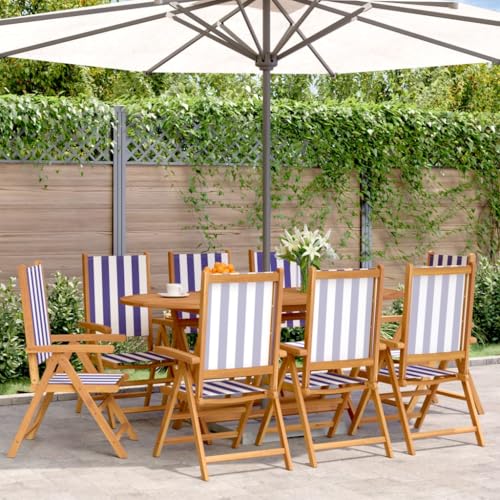 WDGJJFECNMUEHI hängesessel Gestell Balcony furnitureGartenstühle Verstellbar 8 STK. Blau Weiß Stoff und MassivholzGeeignet für Gärten, Terrassen und Balkone von WDGJJFECNMUEHI