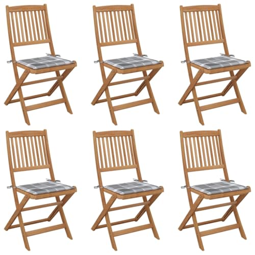 WDGJJFECNMUEHI hängesessel Gestell Balcony furnitureKlappbare Gartenstühle 6 STK. mit Kissen Massivholz AkazieGeeignet für Gärten, Terrassen und Balkone von WDGJJFECNMUEHI