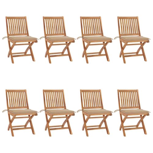 WDGJJFECNMUEHI hängesessel Gestell Balcony furnitureKlappbare Gartenstühle mit Kissen 8 STK. Massivholz TeakGeeignet für Gärten, Terrassen und Balkone von WDGJJFECNMUEHI