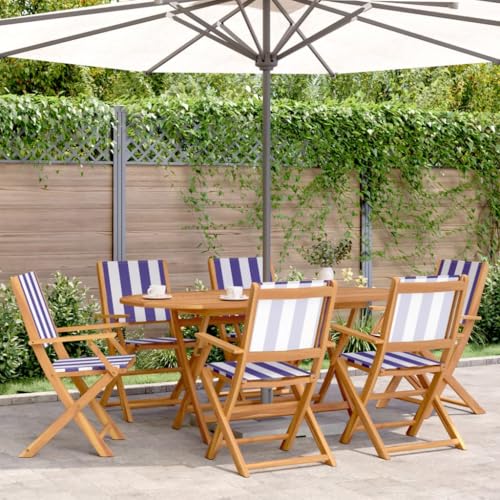 WDGJJFECNMUEHI hängesessel mit Gestell hängesessel ohne gestellGartenstühle 6 STK. Klappbar Blau und Weiß Stoff und MassivholzGeeignet für Gärten, Terrassen und Balkone von WDGJJFECNMUEHI