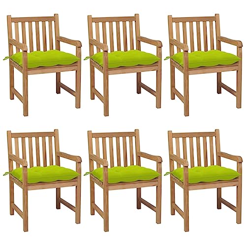 WDGJJFECNMUEHI hängesessel mit Gestell hängesessel ohne gestellGartenstühle 6 STK. mit Hellgrünen Kissen Massivholz TeakGeeignet für Gärten, Terrassen und Balkone von WDGJJFECNMUEHI