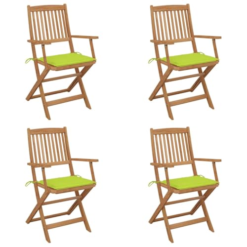WDGJJFECNMUEHI hängesessel mit Gestell hängesessel ohne gestellKlappbare Gartenstühle 4 STK. mit Kissen Massivholz AkazieGeeignet für Gärten, Terrassen und Balkone von WDGJJFECNMUEHI