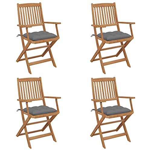 WDGJJFECNMUEHI hängesessel mit Gestell hängesessel ohne gestellKlappbare Gartenstühle 4 STK. mit Kissen Massivholz AkazieGeeignet für Gärten, Terrassen und Balkone von WDGJJFECNMUEHI