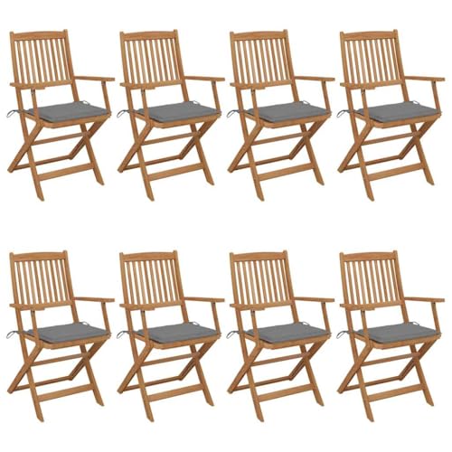 WDGJJFECNMUEHI hängesessel mit Gestell hängesessel ohne gestellKlappbare Gartenstühle 8 STK. mit Kissen Massivholz AkazieGeeignet für Gärten, Terrassen und Balkone von WDGJJFECNMUEHI