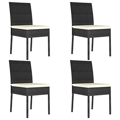 WDGJJFECNMUEHI hochlehner Garten klappstuhl Stuhl klappbar Garten stühleGarten-Essstühle 4 STK. Poly Rattan SchwarzGeeignet für Gärten, Terrassen und Balkone von WDGJJFECNMUEHI