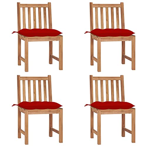 WDGJJFECNMUEHI hochlehner Garten klappstuhl Stuhl klappbar Garten stühleGartenstühle 4 STK. mit Kissen Massivholz Teak Geeignet für Gärten, Terrassen und Balkone von WDGJJFECNMUEHI