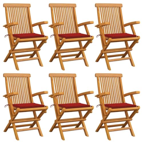 WDGJJFECNMUEHI hochlehner Garten klappstuhl Stuhl klappbar Garten stühleGartenstühle mit Roten Kissen 6 STK. Massivholz TeakGeeignet für Gärten, Terrassen und Balkone WDGJJFECNMUEHI hochlehner Garten klappstuhl Stuhl klappbar Garten stühleGartenstühle mit Roten Kissen 6 STK. Massivholz TeakGeeignet für Gärten, Terrassen und Balkone von WDGJJFECNMUEHI