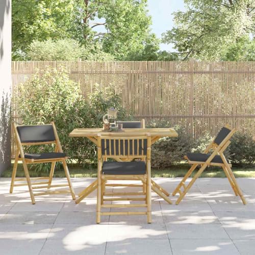 WDGJJFECNMUEHI hochlehner campingstuhl klappstuhl weißBistrostühle 4 STK. Klappbar mit Dunkelgrauen Kissen BambusGeeignet für Gärten, Terrassen und Balkone von WDGJJFECNMUEHI