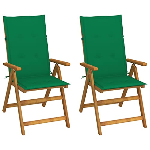 WDGJJFECNMUEHI hochlehner campingstuhl klappstuhl weißGarten-Liegestühle 2 STK. mit Kissen Akazie Massivholz Geeignet für Gärten, Terrassen und Balkone von WDGJJFECNMUEHI