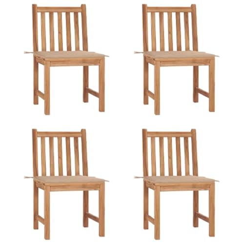WDGJJFECNMUEHI hochlehner gartenstuhl gartenstühle hochlehnerGartenstühle 4 STK. mit Kissen Massivholz Teak Geeignet für Gärten, Terrassen und Balkone von WDGJJFECNMUEHI
